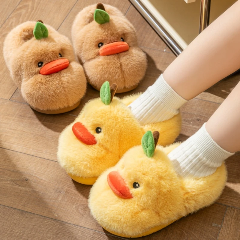 儿童棉鞋卡通小黄鸭包跟加绒加厚男童女童冬季保暖拖鞋儿童棉鞋