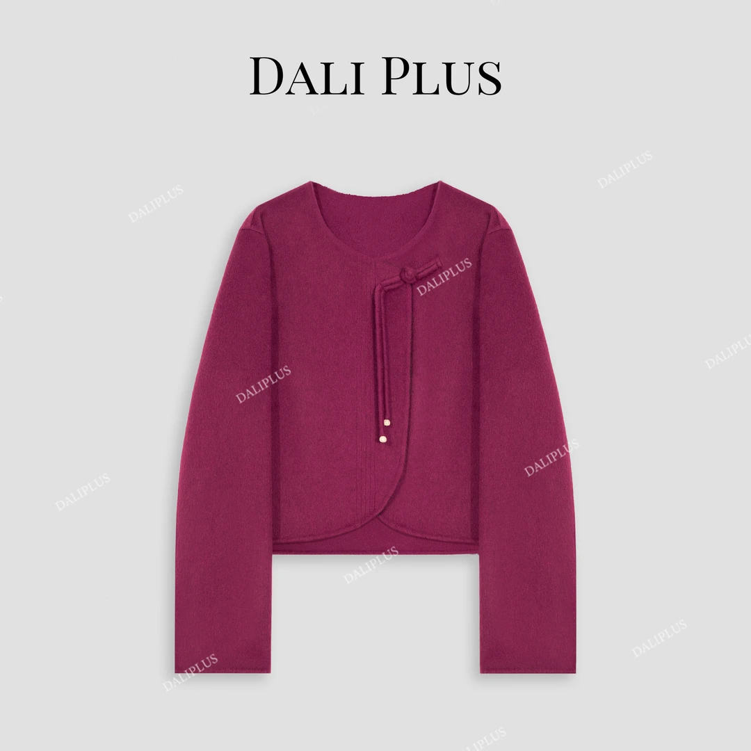 DALI PLUS【羊绒+高支羊毛】国风单边流苏盘扣双面呢外套-D4WD0045