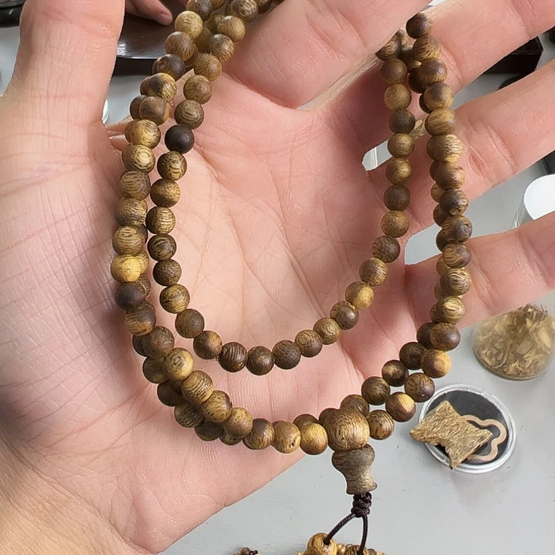 沉香沉香香囊海南虎斑棋0.5mm圆珠多圈9克➕多样性发一