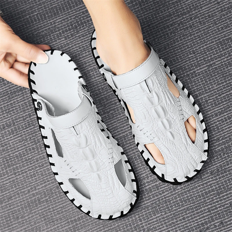 凉鞋男2025新款夏季休闲外穿防滑软底两用拖鞋男士沙滩包头洞洞鞋