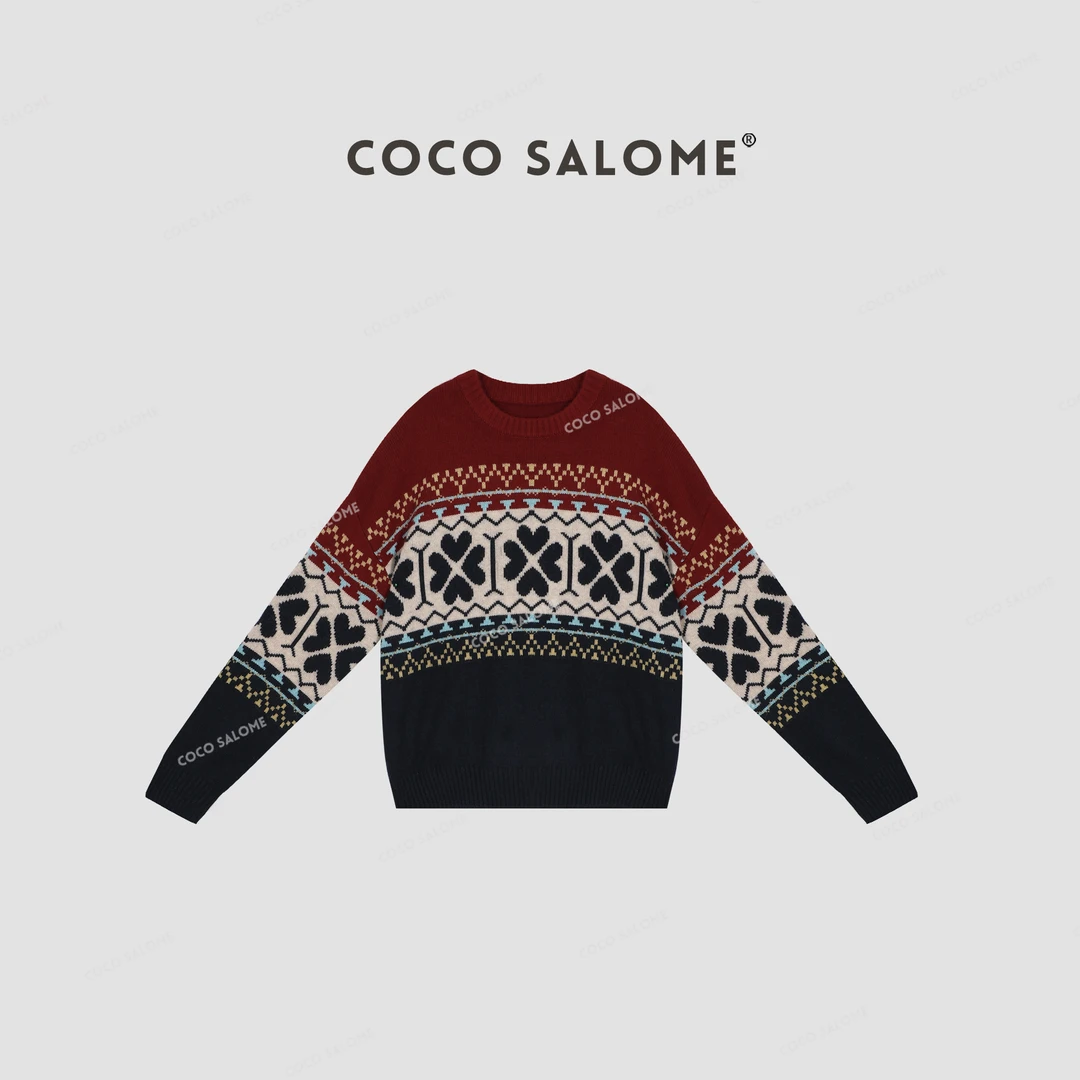 COCO SLAOME⒃【幸运草】复古463g绵羊毛兔毛柔软圆领针织毛衣0929