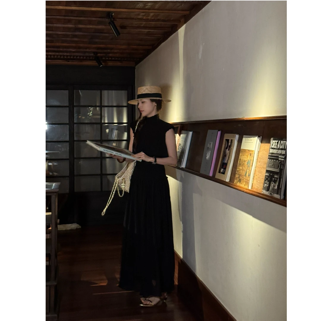 AILUO/艾珞现货【天鹅之梦】高级感轻奢收腰褶皱显瘦连衣裙