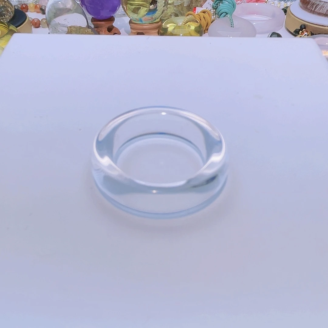 @***瘩水晶未镶嵌戒圈天然白水晶戒圈