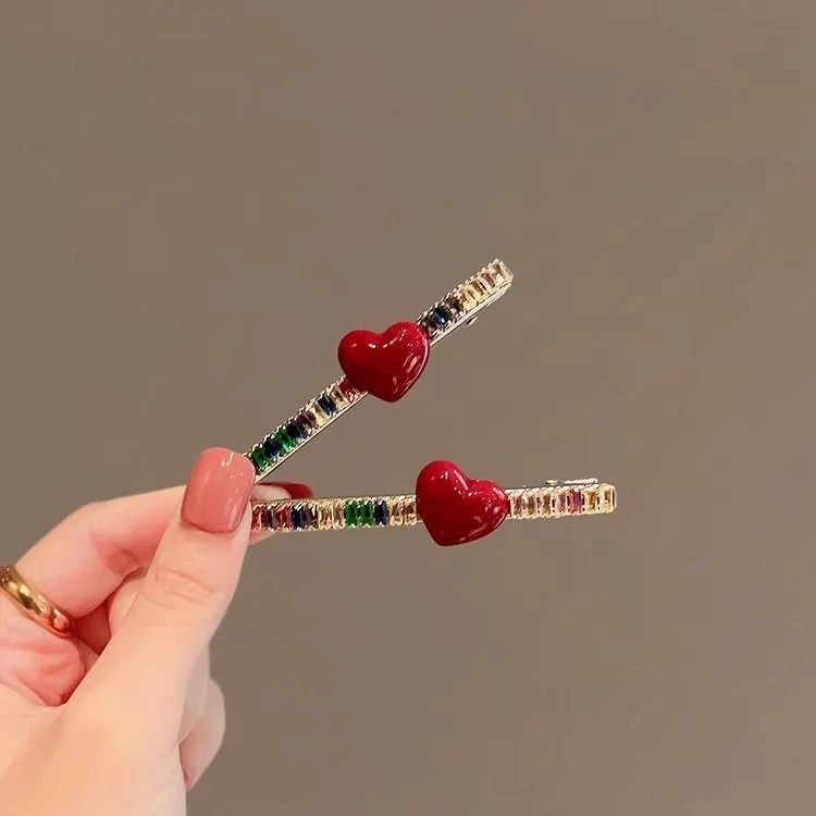 甜度爆表~彩钻糖果色爱心发夹甜美可爱爪夹发卡发饰侧边夹刘海夹