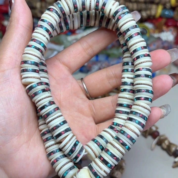 玻璃颈饰尼泊尔牛骨