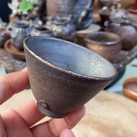 杯斗笠杯柴烧裸烧手作品