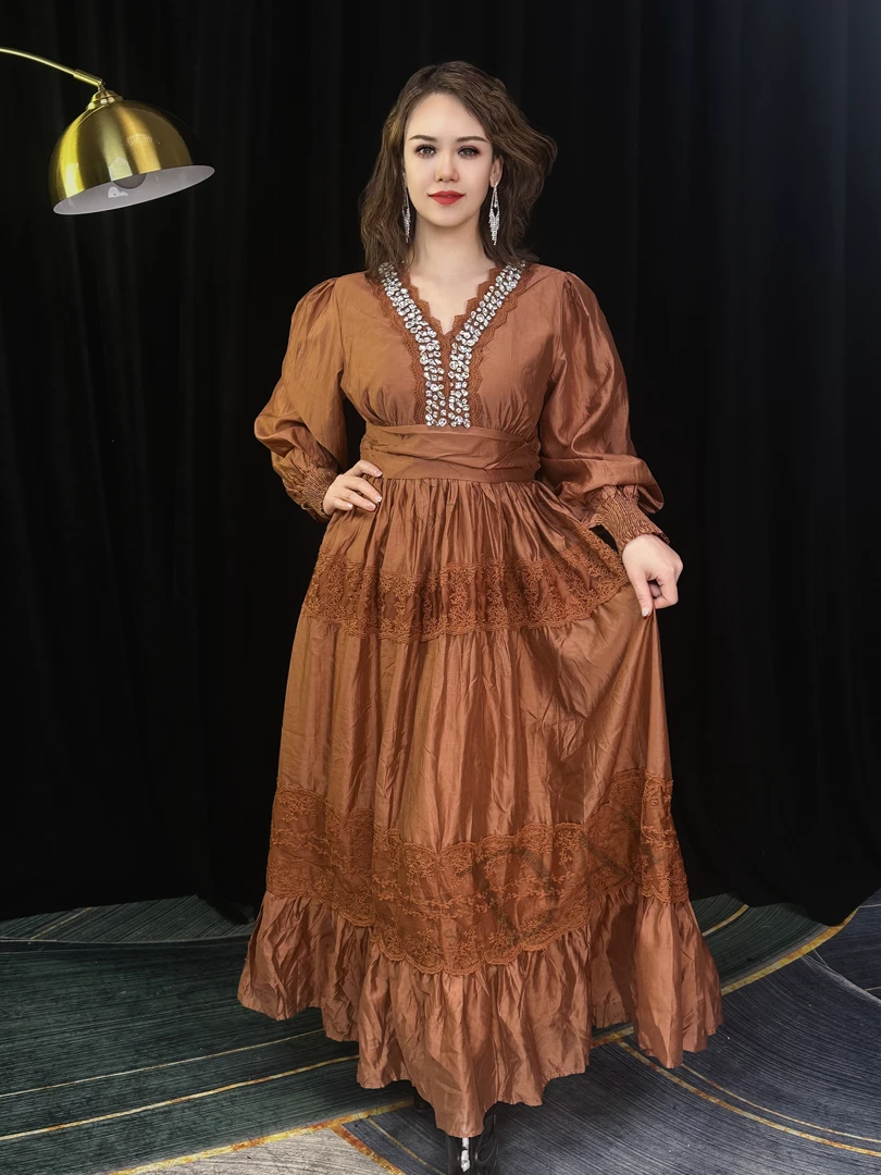 011【服装批发】领口带钻重工法式大摆高级轻奢女装连衣裙