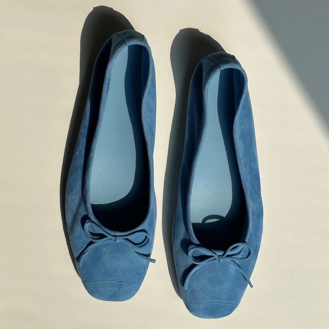 Feimanba 天蓝色芭蕾舞平底单鞋女 舒适极简风百搭圆头休闲女鞋