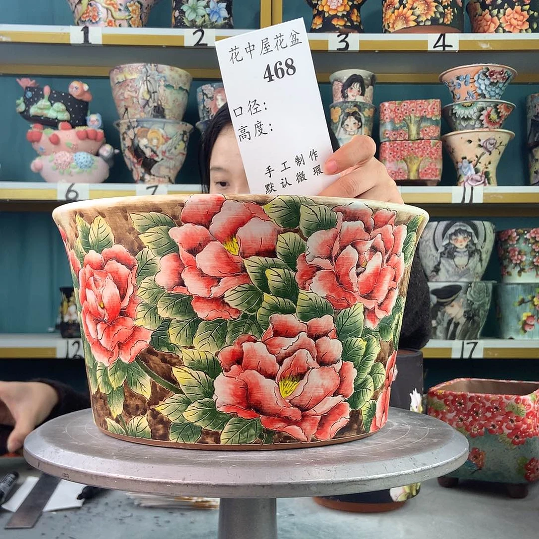 婲****陶景德镇手工花盆468