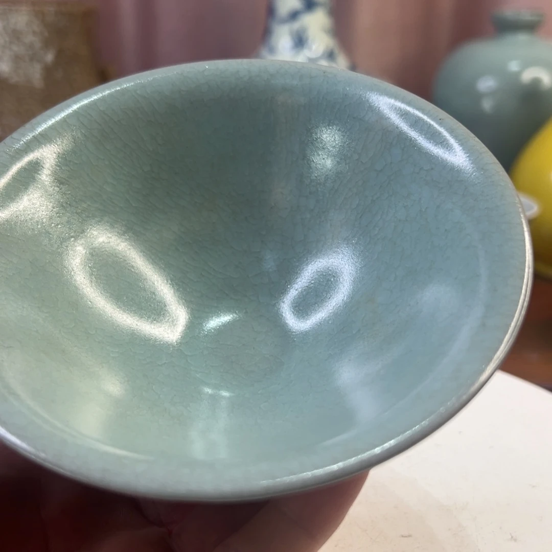 灰***哥汝窑天青釉斗笠壶