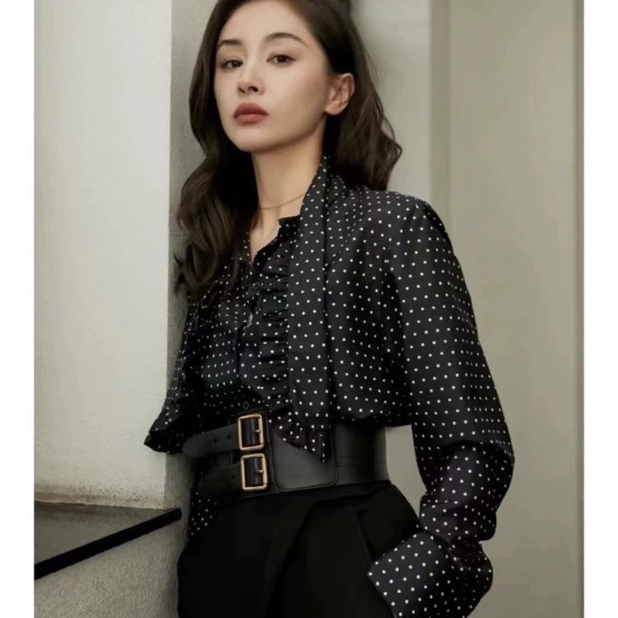 未使用 DIOR/迪奥 D500005/蜜蜂刺绣Logo波点衬衫/38码