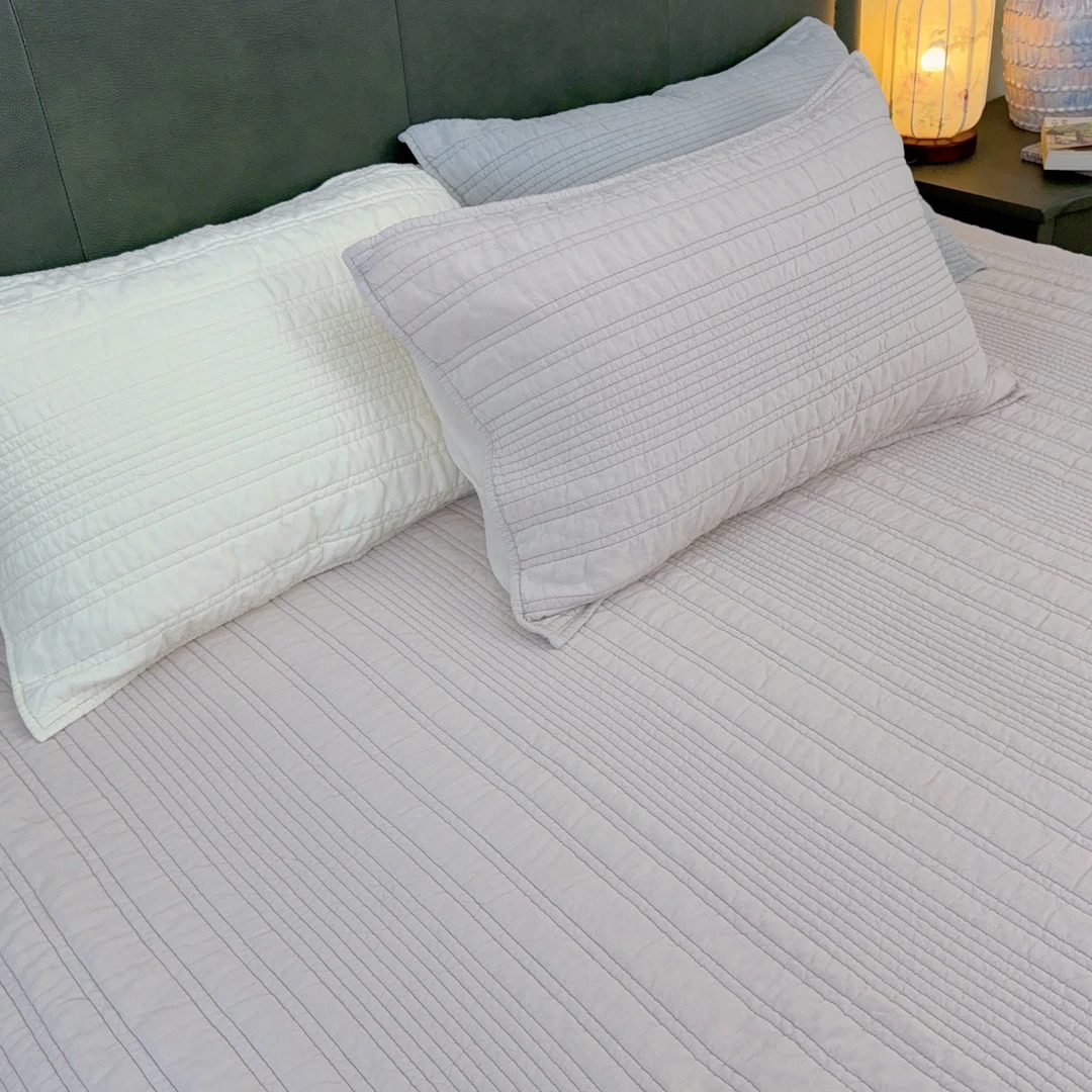 【李京花】天丝砂洗床盖 莫兰迪绗缝水洗纯色双面 铺盖两用