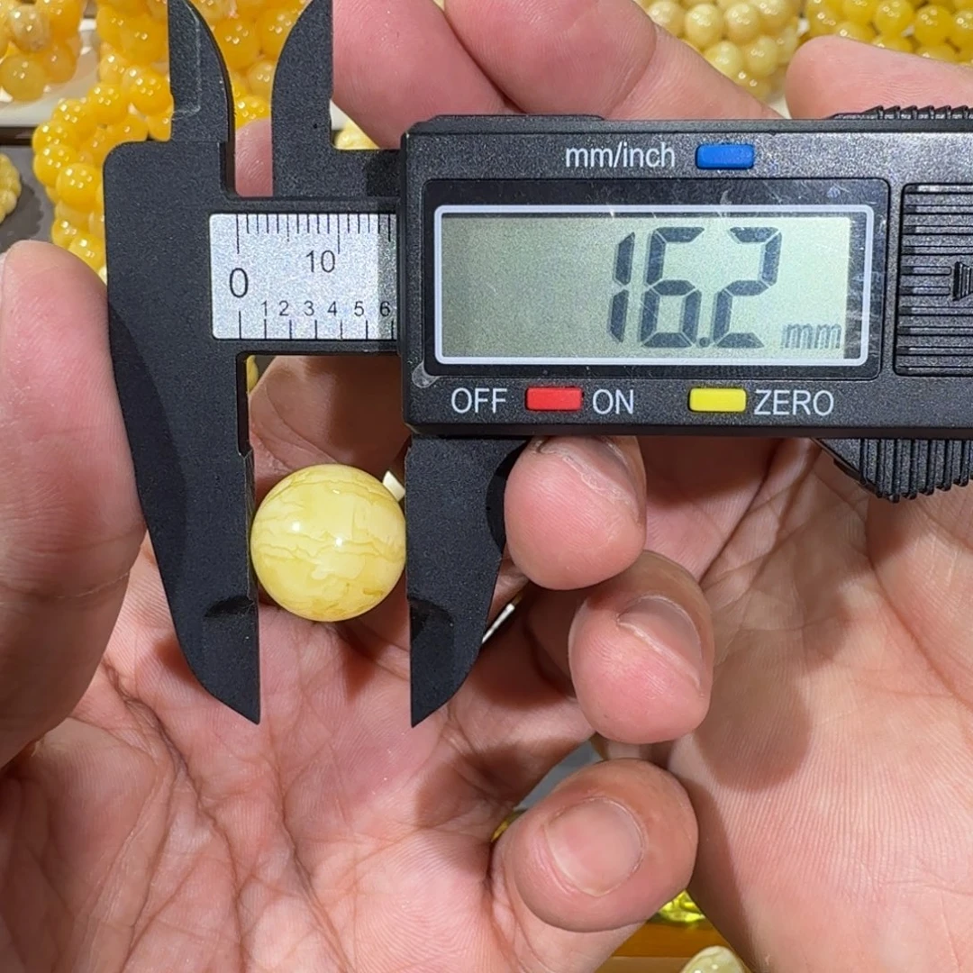 小****琥珀未镶嵌珠宝奇石16.2m白花蜡单珠