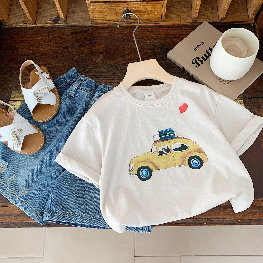 卡通小汽车短袖T恤中小童韩版
