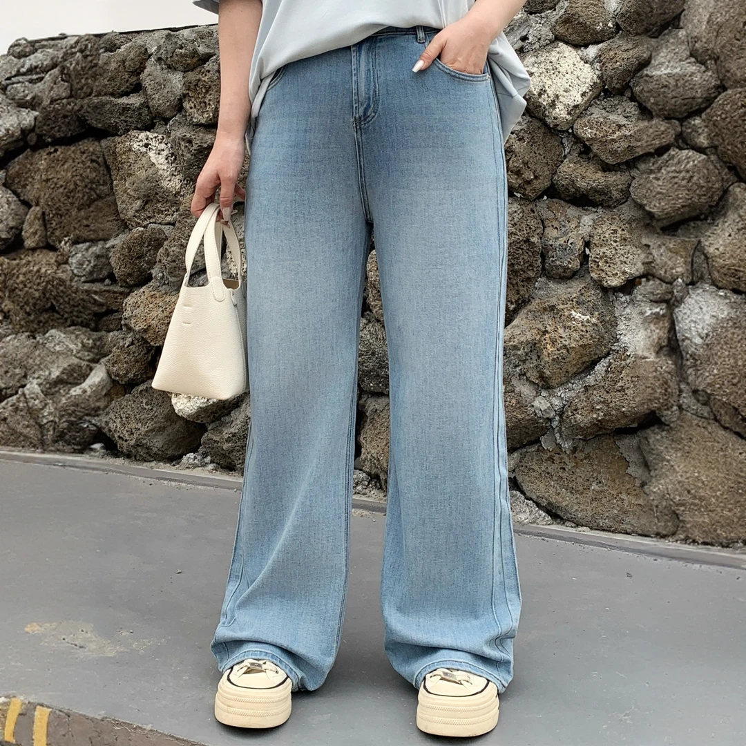 媛子大码复古水洗牛仔裤直筒显瘦百搭宽松薄款时尚休闲潮牌