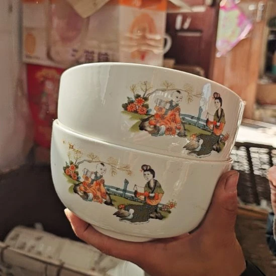 库存微瑕三娘教子碗两个