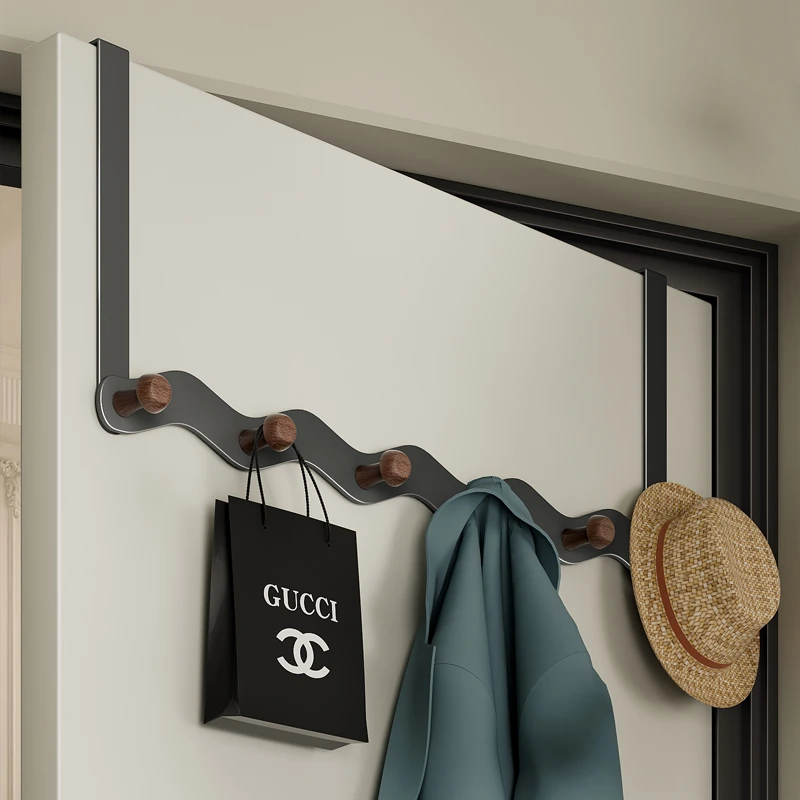 门后挂衣架卧室免打孔门上墙壁玄关衣服置物架进口收纳房背后挂钩
