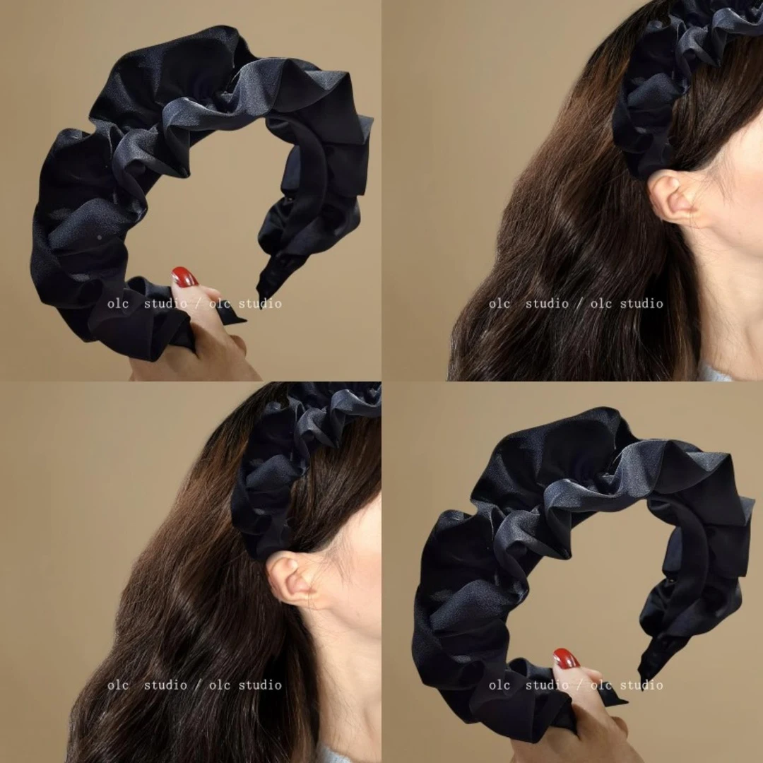 巴黎夜曲！黑色褶皱发箍！女款夏季发卡显脸小洗脸头箍2025年新款