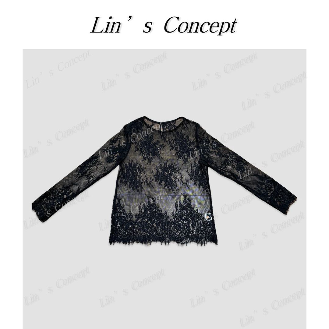 【Lin's concept】ZC设计师定制款进口蕾丝刺绣上衣 DL2405045