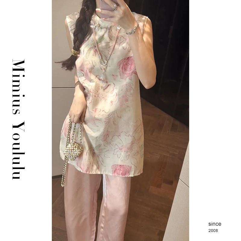 【mimius】七七 新中式复古宽松斜襟盘扣上衣+裤子（松紧腰）G06025