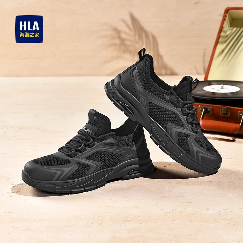 海澜之家男鞋2025秋季软底网面运动鞋跑步鞋轻便飞织鞋增高老爹鞋