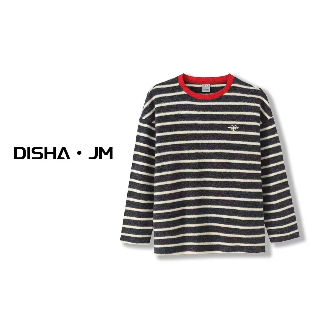 阿悄订制 冬款 韩版条纹仿兔绒打底衫 #8111