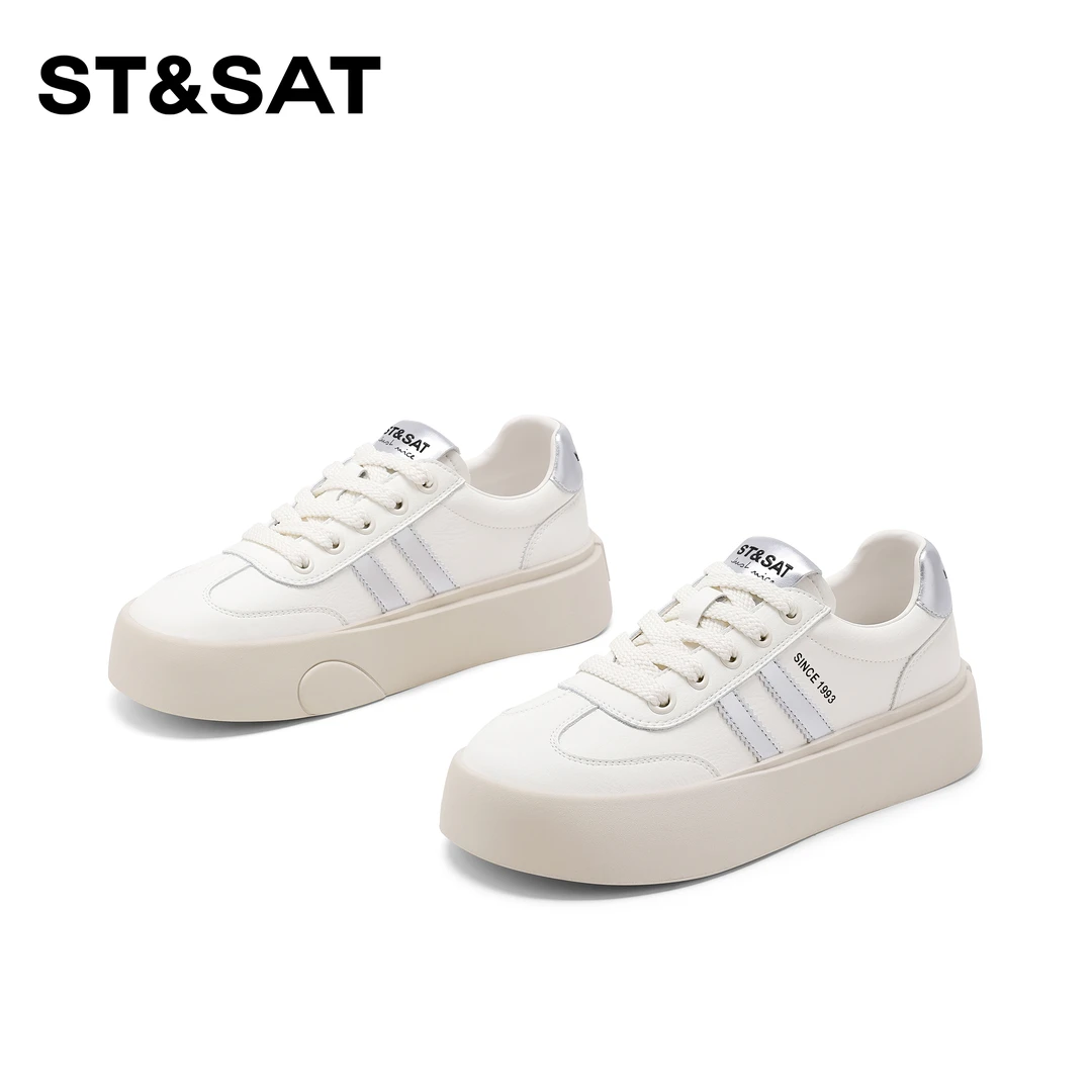 St&Sat/星期六运动系带德训鞋2025年新款都市假日拼色休闲板鞋
