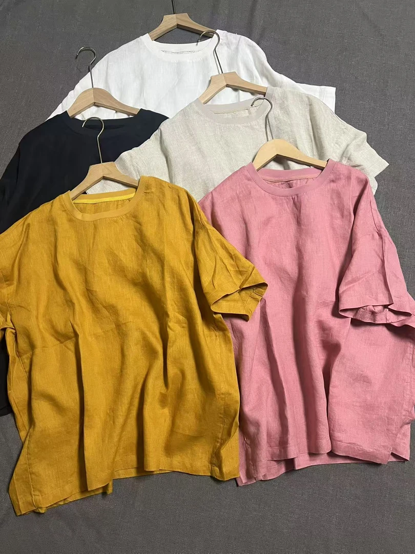 欧货纯色立体剪裁蝙蝠袖汉麻T恤女2025夏款小众设计宽松百搭上衣