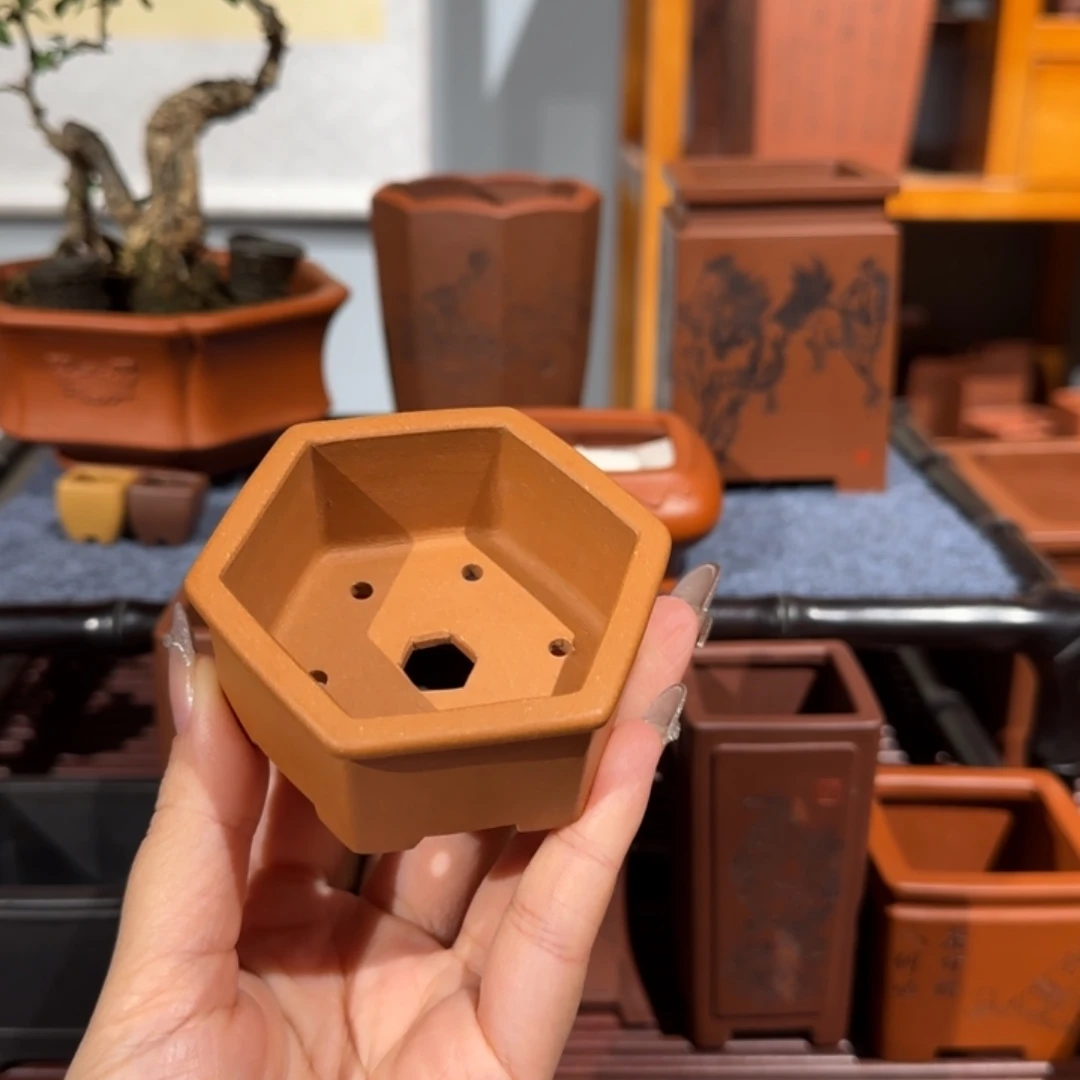 紫砂花盆口径6深度2.8