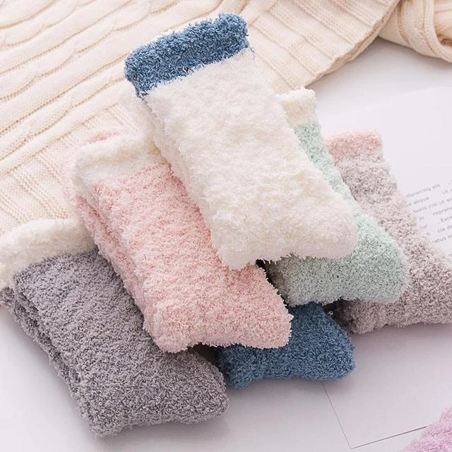 日本进口珊瑚绒袜子女冬季加厚加绒保暖地板袜睡眠月子袜秋冬新款