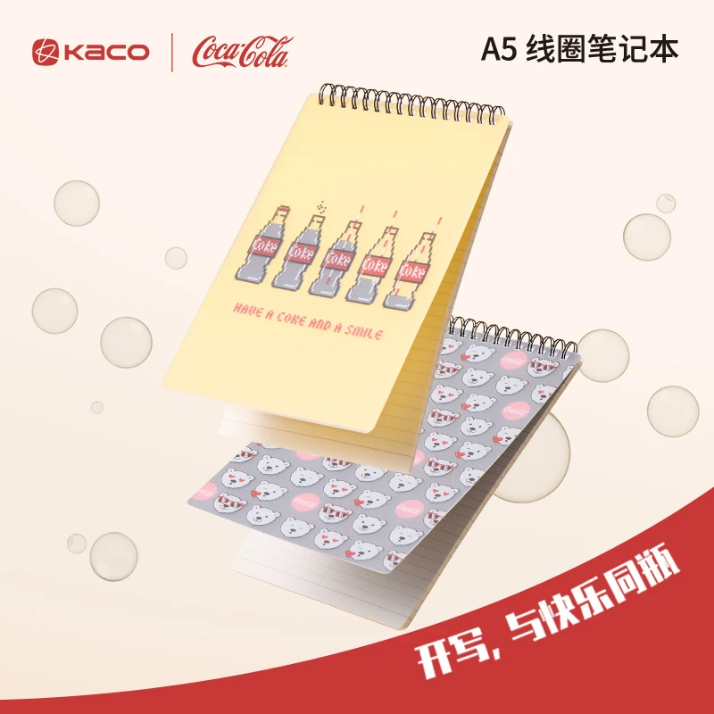 KACO｜「可口可乐」联名 A5螺旋本60张PP磨砂封面纸张顺滑可撕横线本