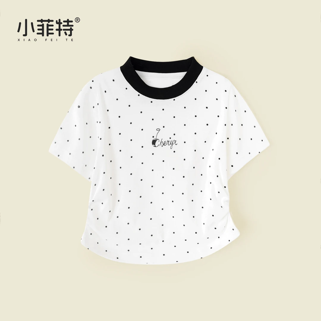 【小菲特】亲肤质感波点t恤女童夏季儿童洋气百搭短袖上衣YNYX50498