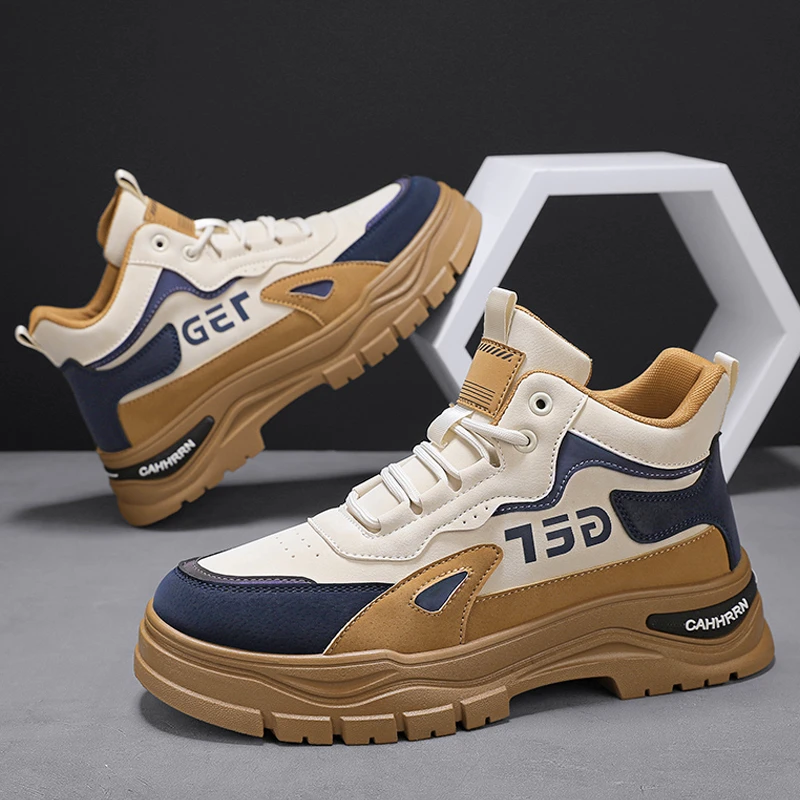 马丁靴男士2025秋冬新款厚底增高休闲鞋潮流百搭高帮靴子工装潮鞋