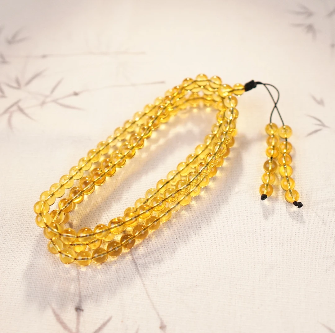 【亿景珠宝】6+墨西哥天然蓝珀108净水5A手串多圈时尚项链轻奢素圈