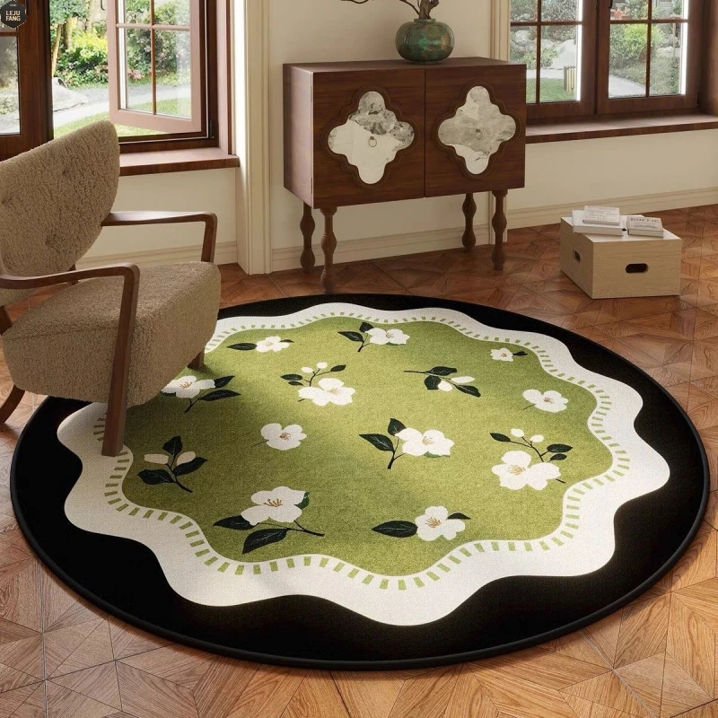 圆形水晶绒地毯清新高级家用沙发客厅椅垫书房转椅卧室复古梳妆台
