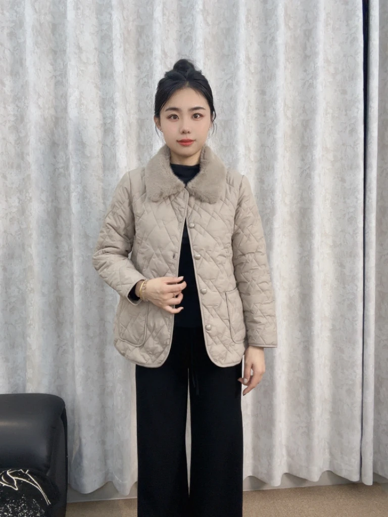 新款短款休闲修身女装厚款洋高档潮流妈妈装毛绒翻领春秋冬季807