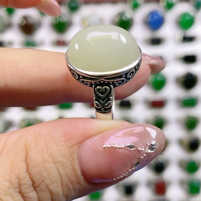 【闪购商品】银S925镶嵌戒指和田玉～****~