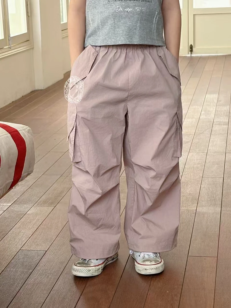 松紧带女纯色休闲裤防水长裤百搭夏季女童1815