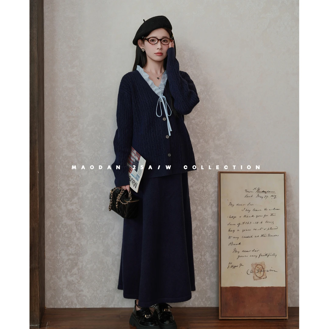 maodan/猫单【心动Miu系】孕妇套装秋季新品时尚休闲简约上衣半裙