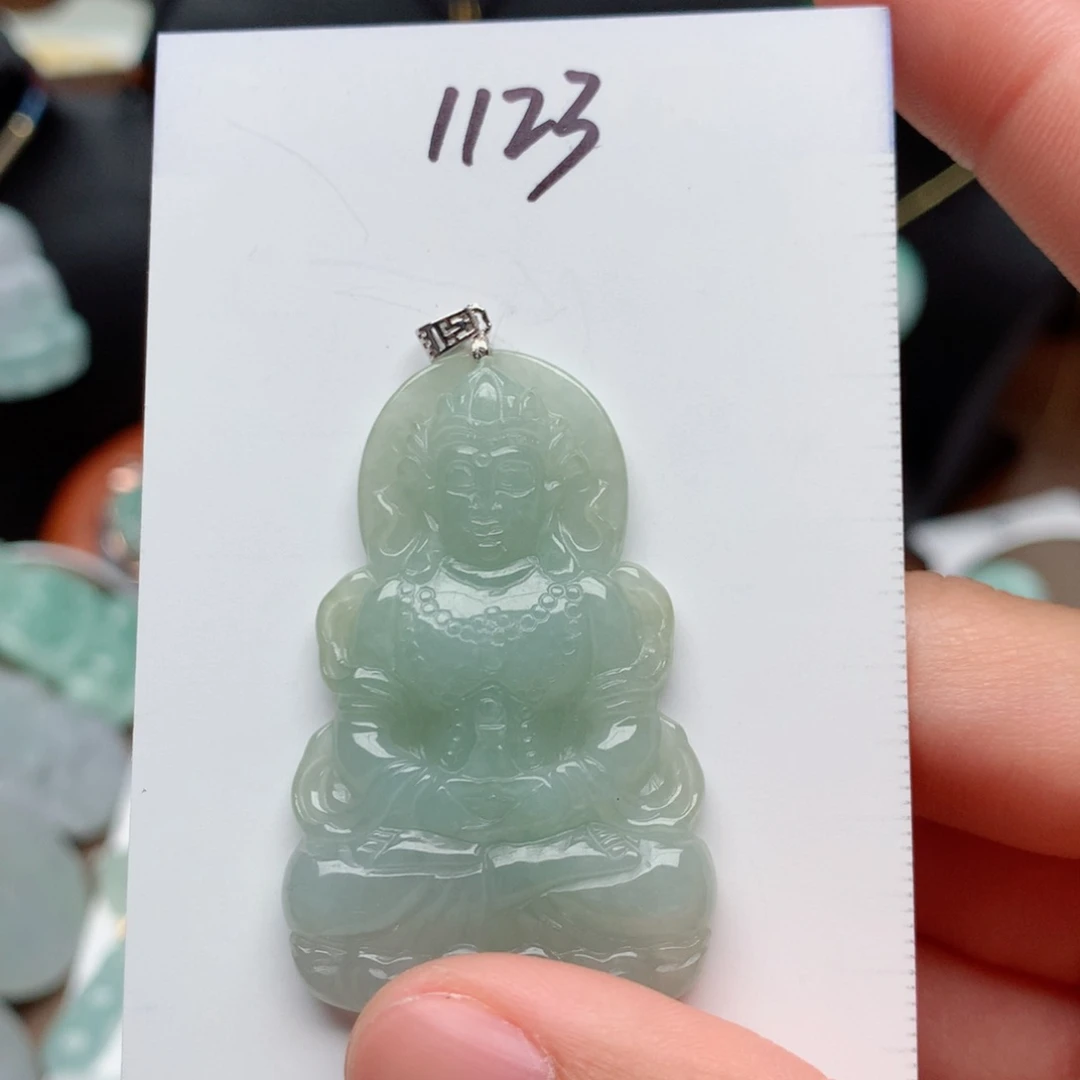 翡翠颈饰银S925镶嵌吊坠