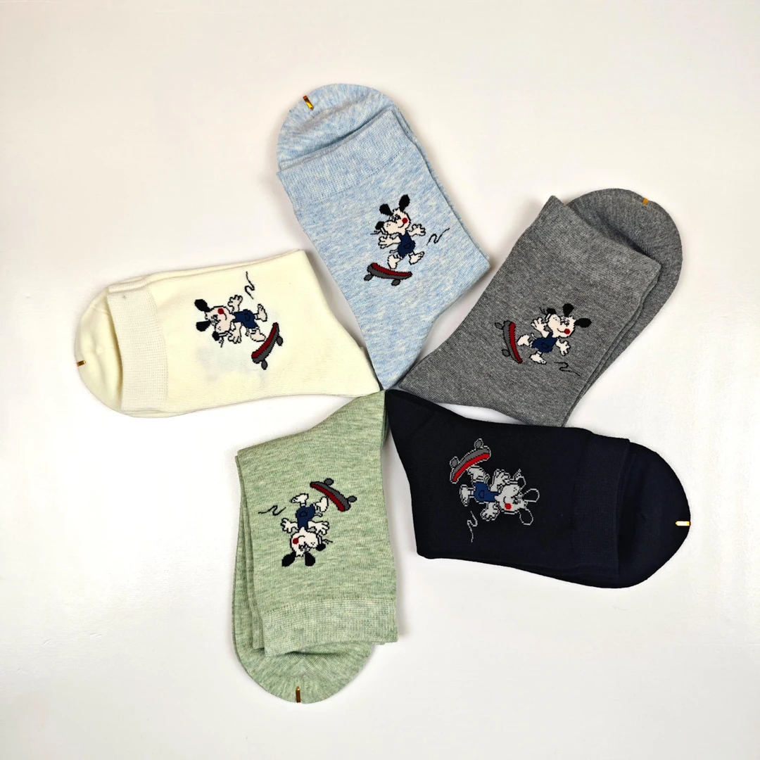 女士卡通袜子舒适透气5双装