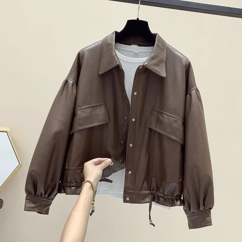 2025新款春秋季休闲短款皮衣女韩版宽松pu皮夹克时尚机车小外套潮
