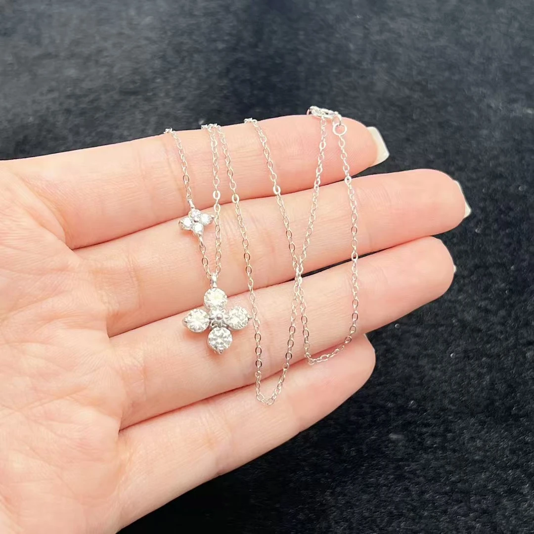 吊坠925银莫桑石 【北野珠宝】四叶草莫桑钻项链-B47H-231【0.3ct×4】