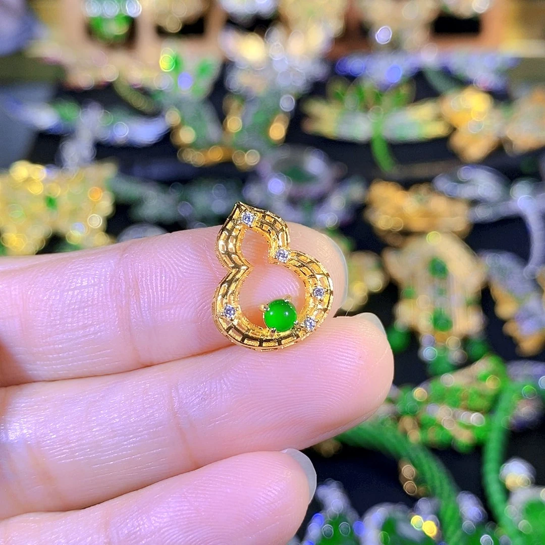 吊坠(不含链)银S925镶嵌翡翠