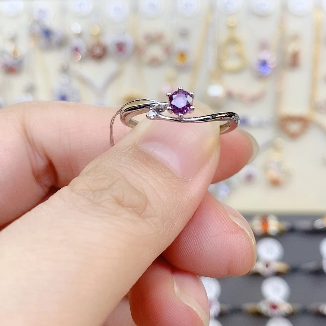 彩色蓝宝石戒指银S925镶嵌