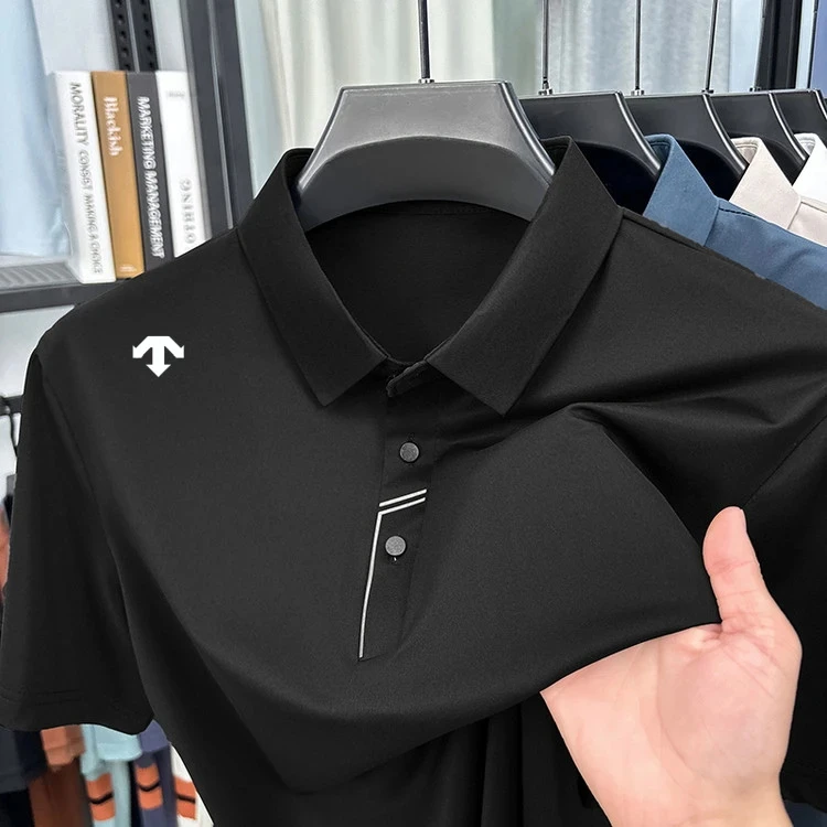 【海外撤柜】2025年夏季新款冰丝短袖t恤男士中青年薄款休闲polo衫