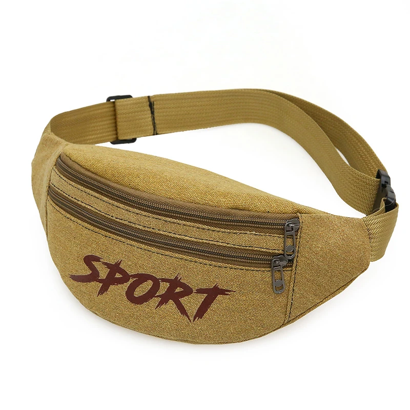 帆布运动跑步户外透气耐磨腰包防盗隐形贴身男包女士超薄款手机包