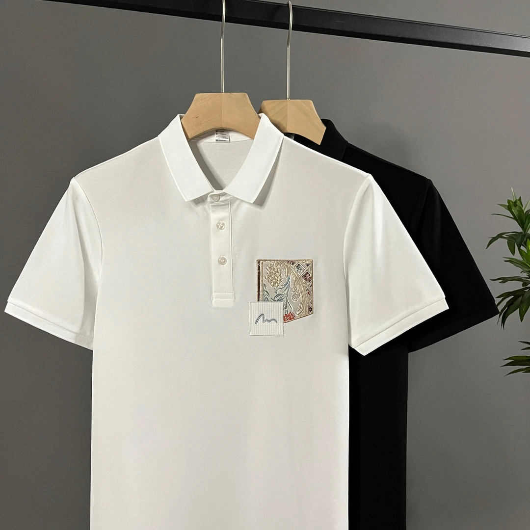 新款潮流刺绣时尚薄款夏季透气修身Polo衫男翻领短袖休闲商务T恤