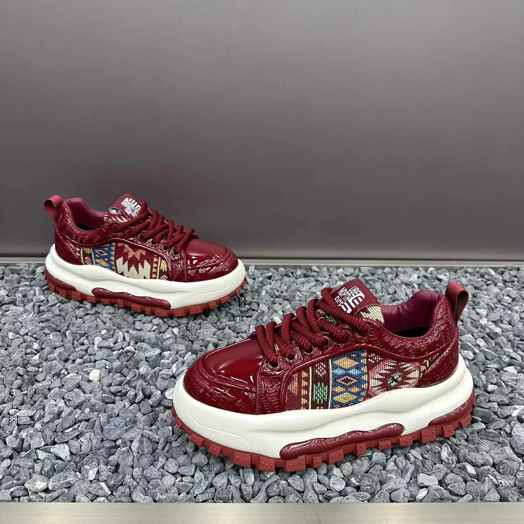 男士新款轻奢印花增高厚底老爹鞋舒适软底防滑潮男运动休闲鞋