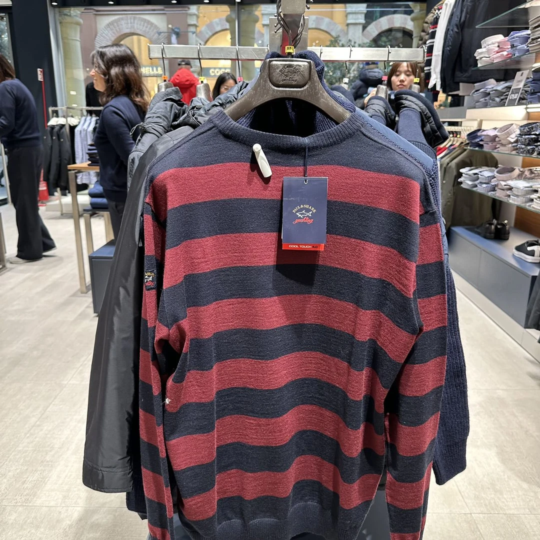 意鲨 不可退换 圆领套头100%羊毛毛衣